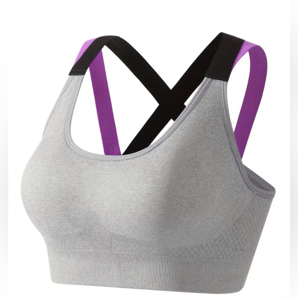 Colorblock Crisscross Back Sport Bra